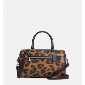 Coach Rowan Satchel in Signature Canvas with Leopard Print NWT